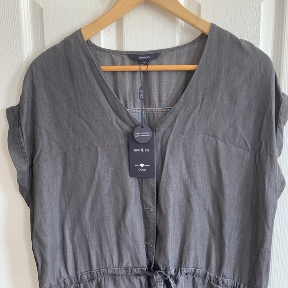 NWT DKR & Co grey lyocell drawstring dress - Picture 3 of 5